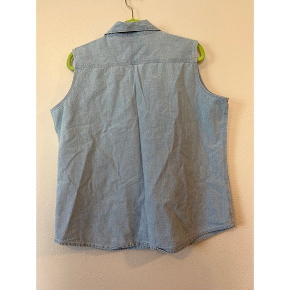 Disney Catalog Chambray Patriotic Sleeveless Mickey Shirt Womens 90's Size XL‎ - Picture 4 of 5